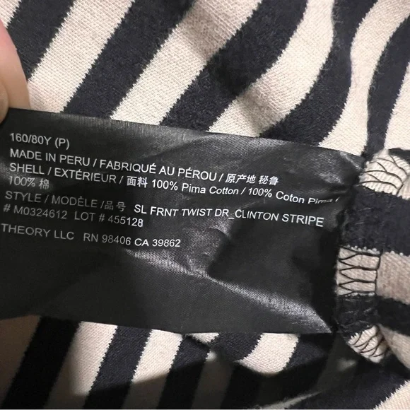 THEORY Clinton Stripe Sleeveless Twist-Front Dress Pima Cotton Size Small Petite - Picture 13 of 16